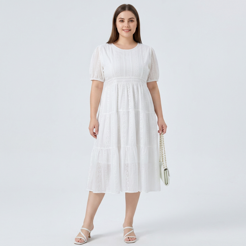 White Fitted Waist Dress