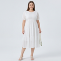 White Fitted Waist Dress