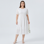 White Fitted Waist Dress