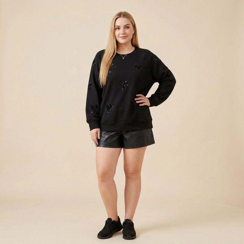 Sequined Embroidered Sweatshirt