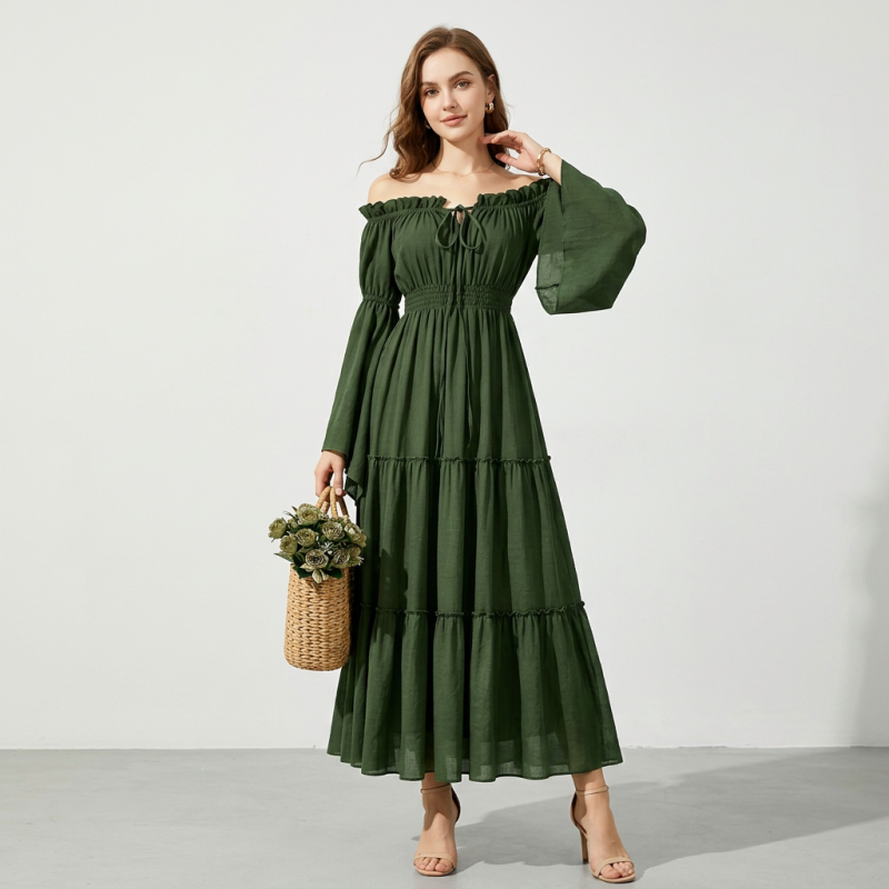 Off-the-shoulder Bell Sleeve Dress