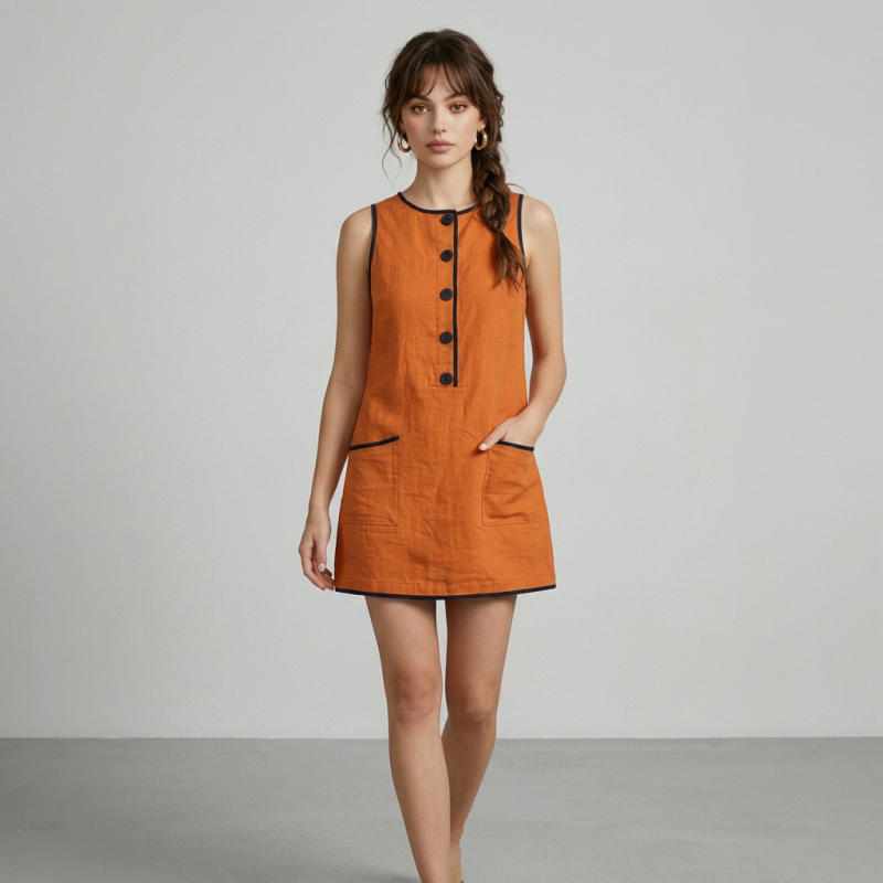 Retro Color-blocked Dress