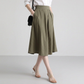Elegant Elastic Waist Midi Skirt