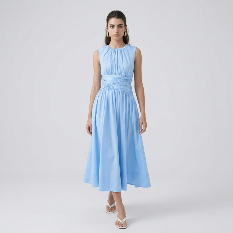 Sleeveless Dress With A Fitted Waist
