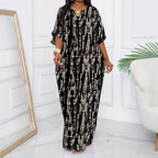Loose-fitting Printed Short-sleeved Dress