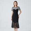 Lace-trimmed Faux Two-piece Dress
