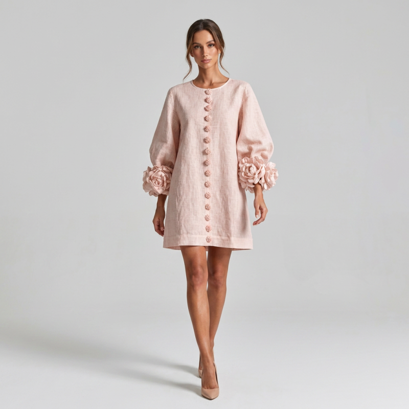 Lantern Sleeve Shirt Dress