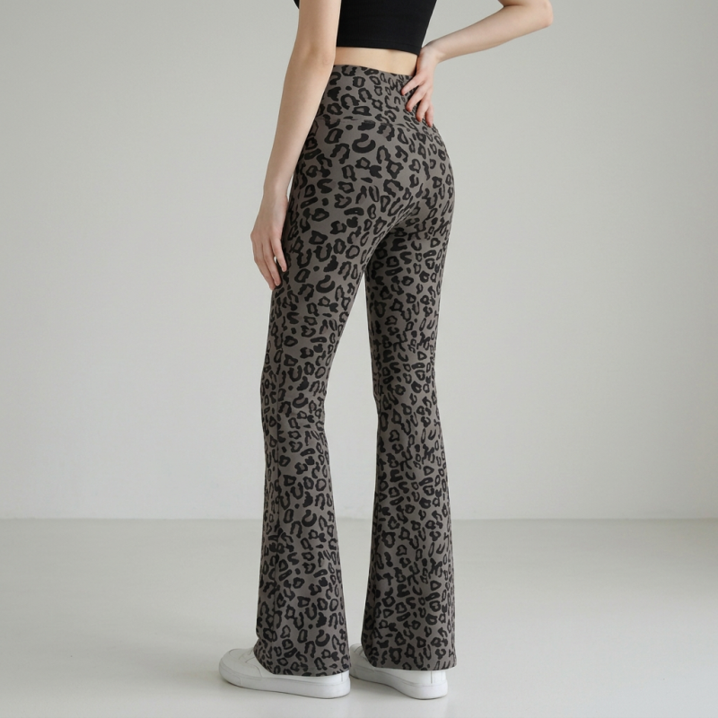 Leopard Print Flared Shark Pants