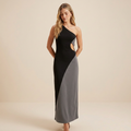 One-shoulder Color-blocked Dress