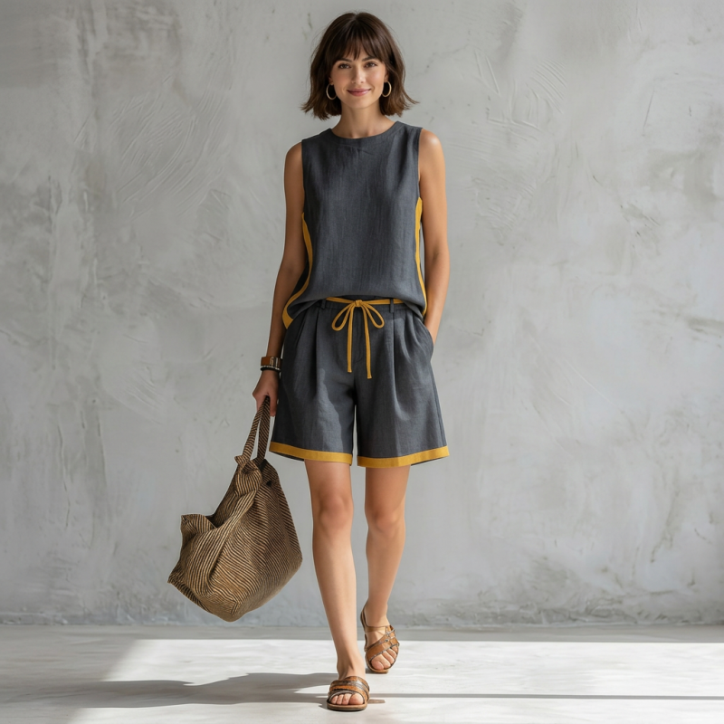 Stylish Wide-leg Pants Two-piece Set