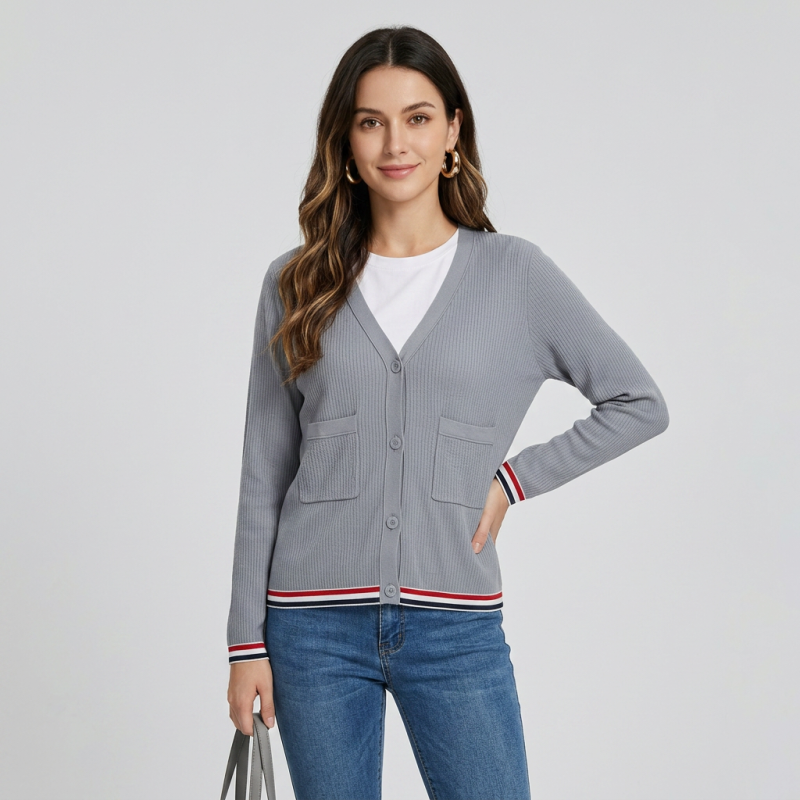 Stylish Color-blocked Striped Cardigan
