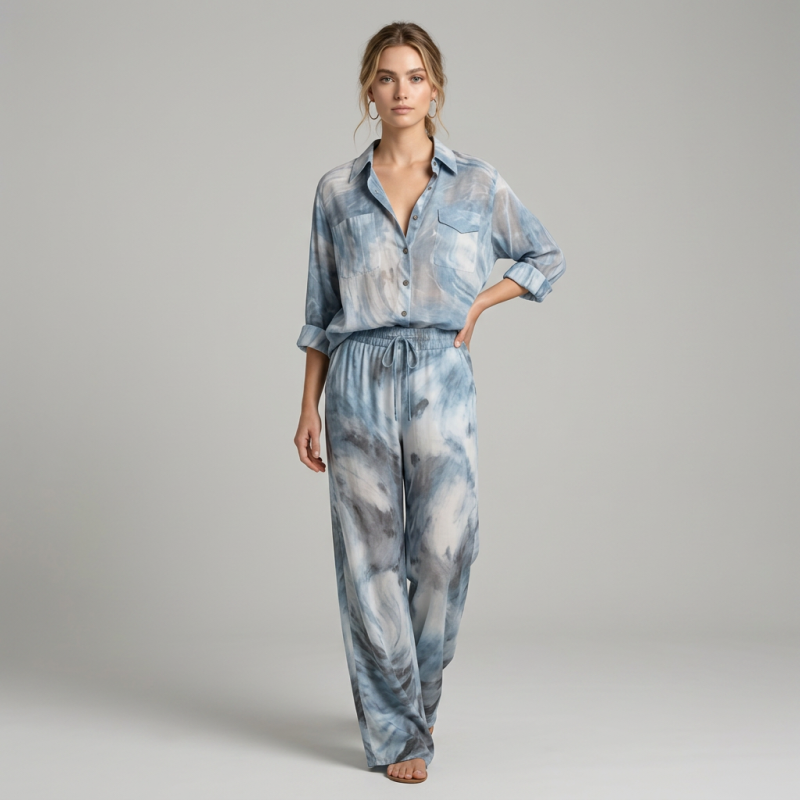 Ink Wash Print Suit
