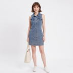 Stylish Collared Denim Skirt