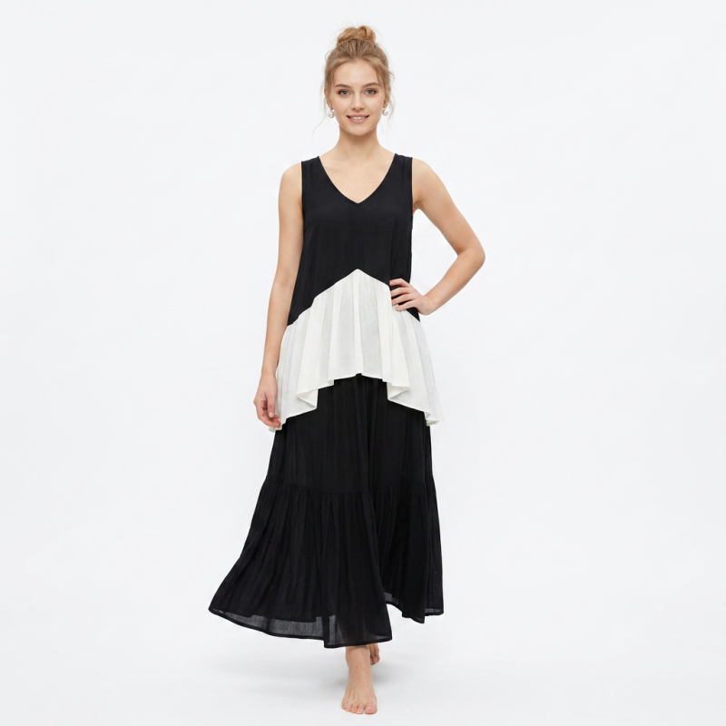 Retro Color-blocked Dress
