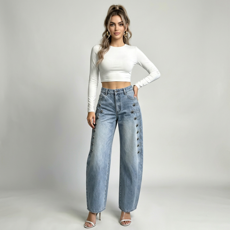 Retro Button-down Jeans