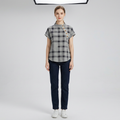 Design-conscious Color-blocked Plaid Top