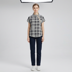 Design-conscious Color-blocked Plaid Top