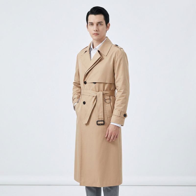 Double-breasted Long Trench Coat