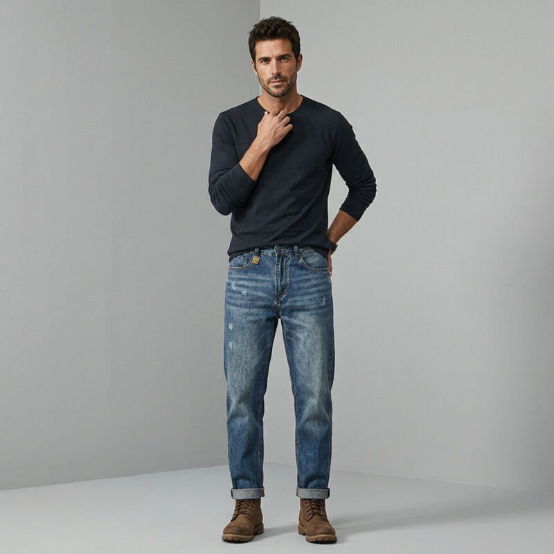 Washed Casual Retro Jeans