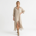 Fashionable Tassel Shirt Dress
