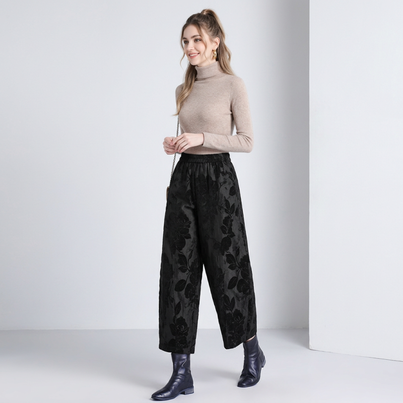 Retro Jacquard Tulip Pants