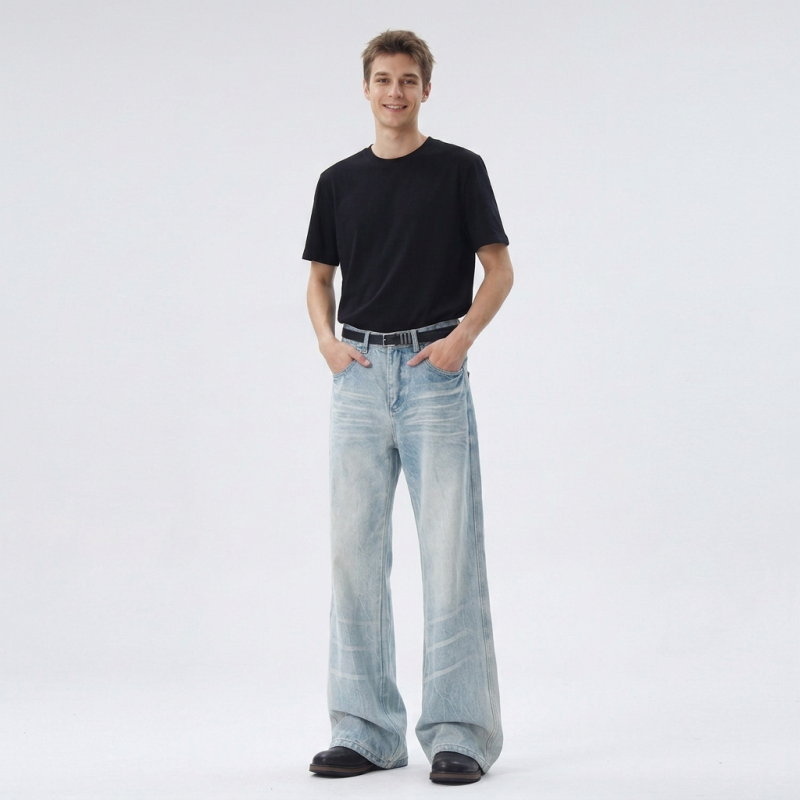 Loose-fitting Textured Straight-leg Pants