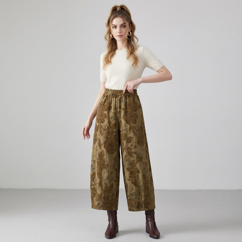 Retro Jacquard Tulip Pants