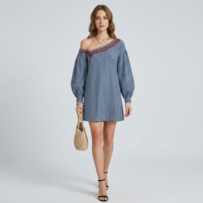 Striped Long-sleeved Dress