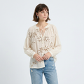 Openwork Floral Tie Shirt