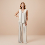 Minimalist Vertical Striped Wide-leg Pants Suit