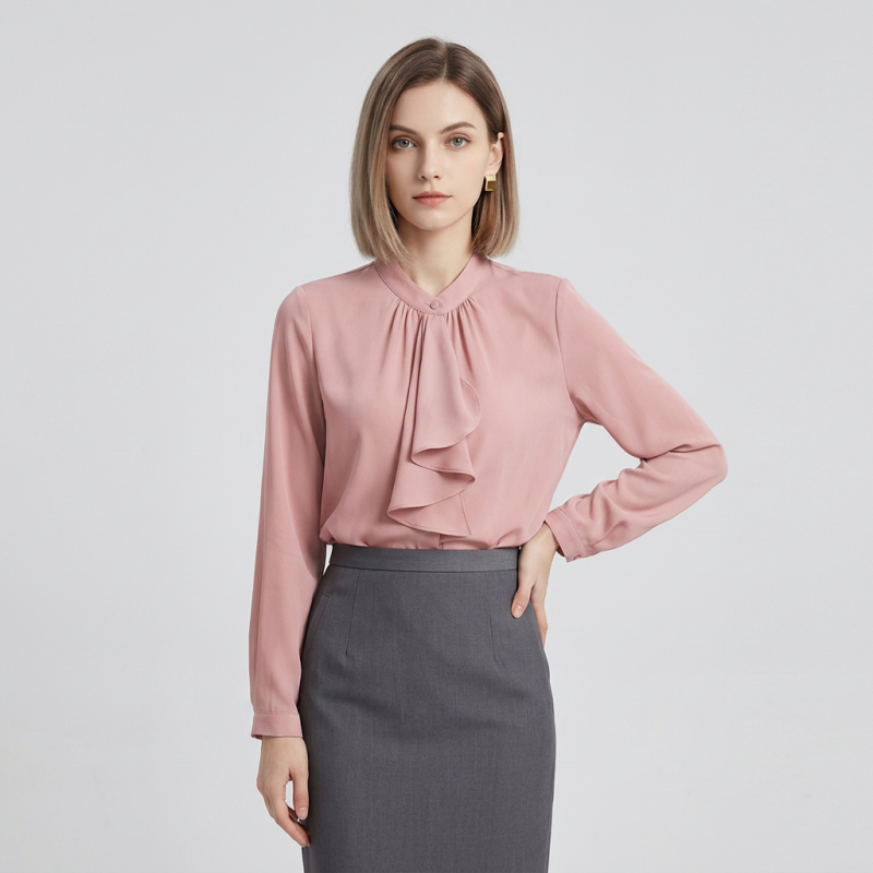Design Pleated Ribbon Shirt