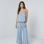 Vertical Striped Strapless Top Set