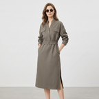 V-neck Fitted Waist Dress