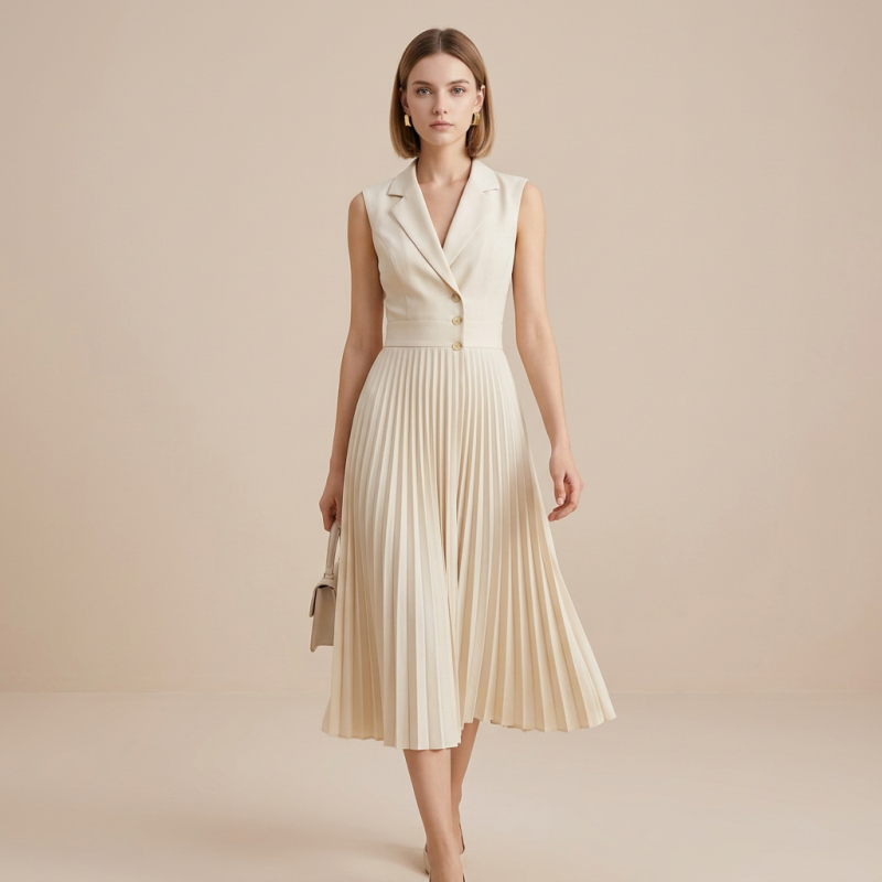 Elegant Suit Collar Dress