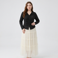Plus-size Collared Pleated Top