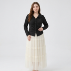 Plus-size Collared Pleated Top