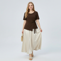 Solid Color Satin Midi Skirt