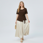 Solid Color Satin Midi Skirt
