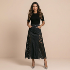 High-waisted Cutout Midi Skirt