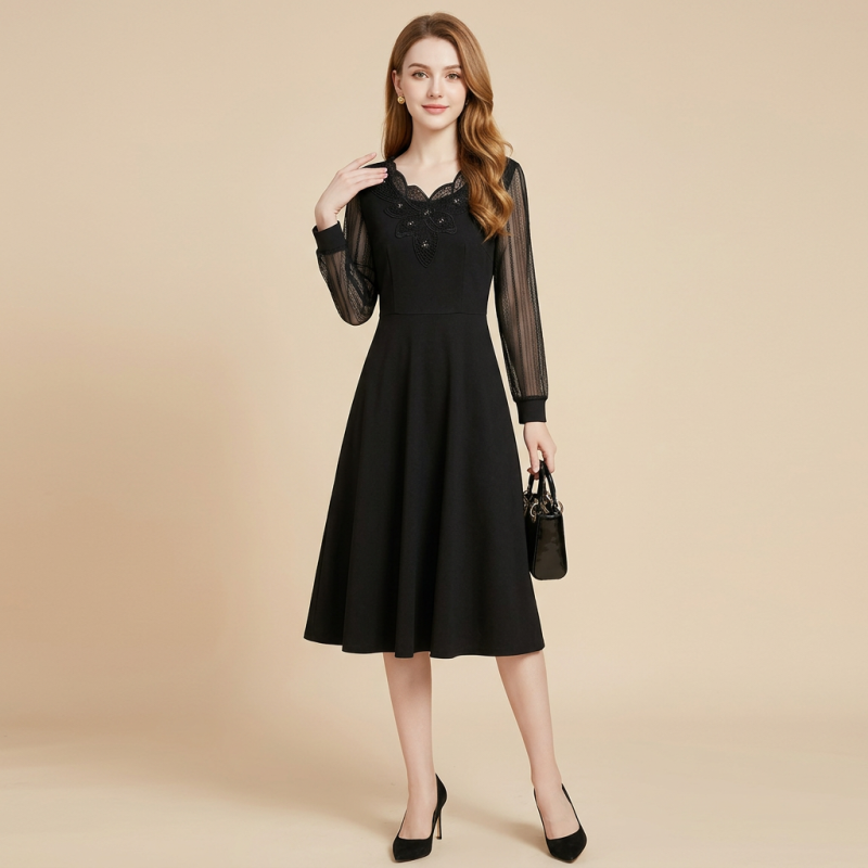 Lace Long-sleeved Dress