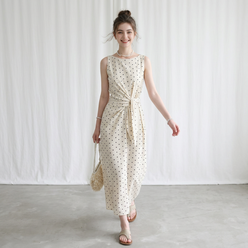 Sleeveless Polka Dot Dress