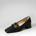Square-toe Soft Leather Flats