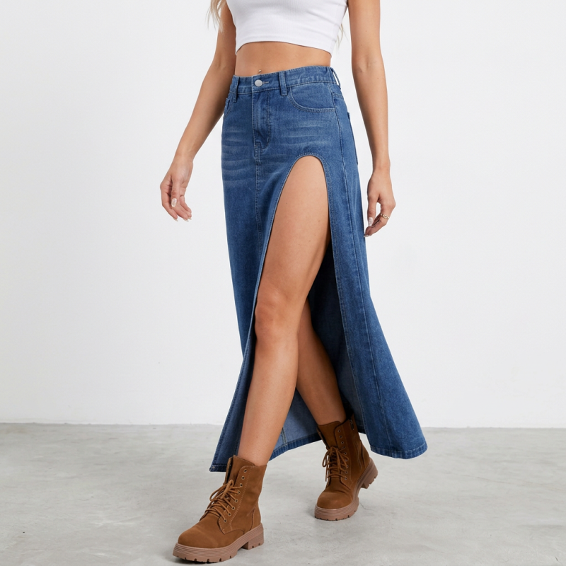 Sexy Slit Denim Skirt