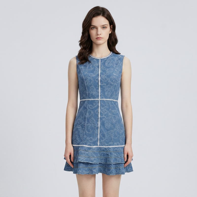 Printed Denim Dress