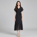 Elegant V-neck Polka Dot Dress