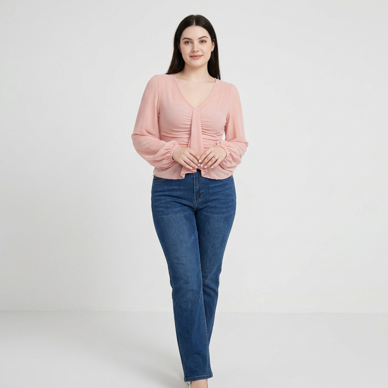 Pure And Alluring Long-sleeved Blouse