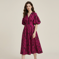Puff-sleeved Jacquard Maxi Dress