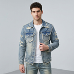 Men's Frayed Denim Jacket
