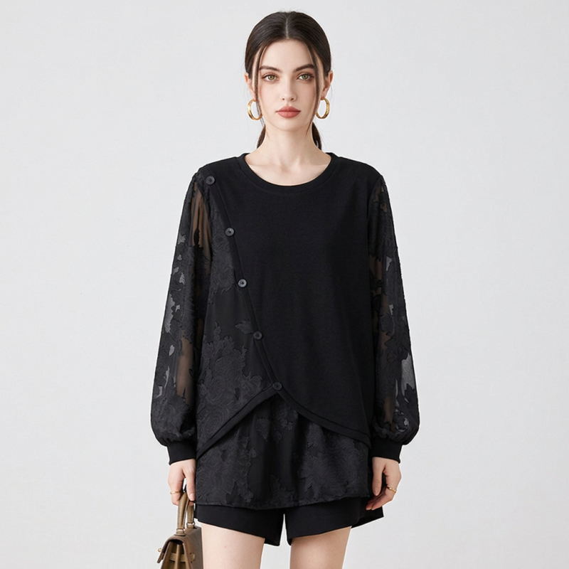 Patchwork Faux Two-piece Top