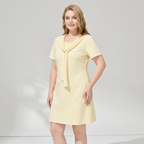 Navy Collar Faux Two-piece Dress